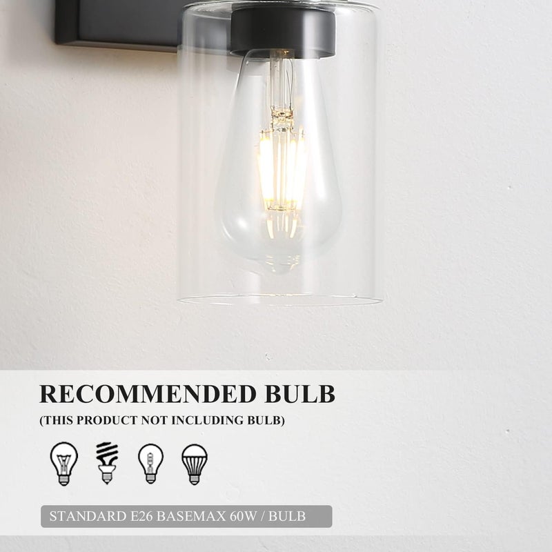 EMONG Single Lights Bathroom Light Fixtures, Matte Black Vanity Light with Glass Shade, Modern Wall Sconces Lighting for Bathroom,Mirror,Farmhouse,Hallway - Image 4